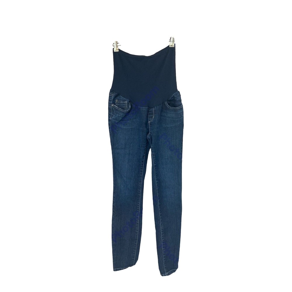 A Pea In The Pod Womens Maternity Dark Blue Denim Skinny Pull On Jeans Size XS - Picture 8 of 8